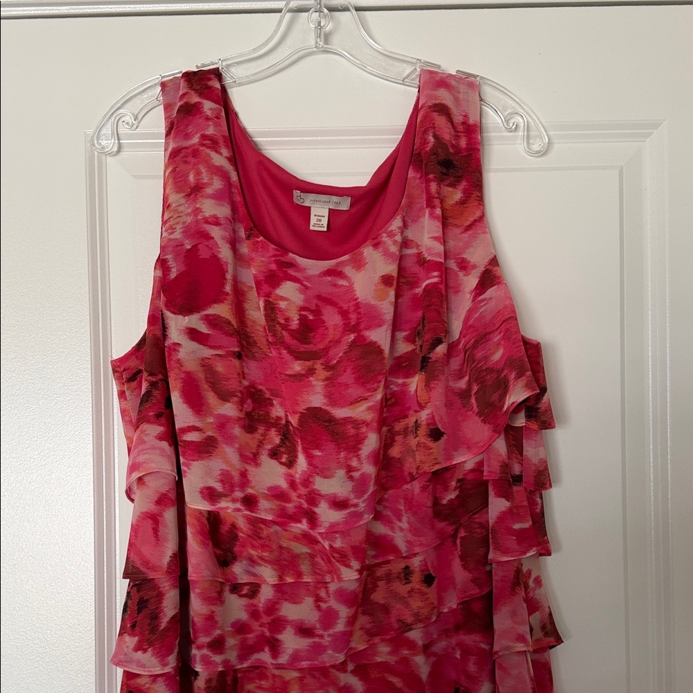 Dress Barn Women’s Pink Floral Tiered Ruffle Tank Dress - Picture 2 of 4